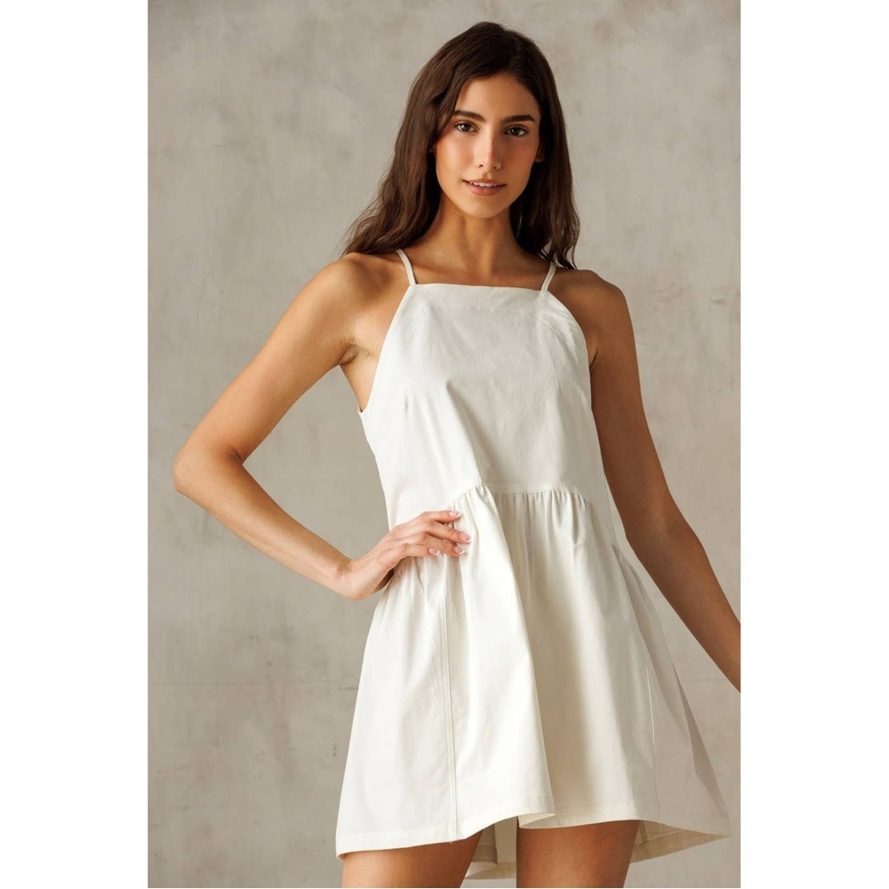 Sz L Hudson Gray 100% Cotton Laurie Mini Summer Dress In Creamy White NWT - Picture 6 of 8